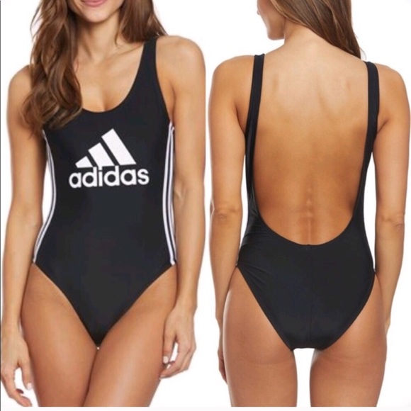 ADIDAS NAVY ONE PIECE LOGO SWIMSUIT - Picture 2 of 7